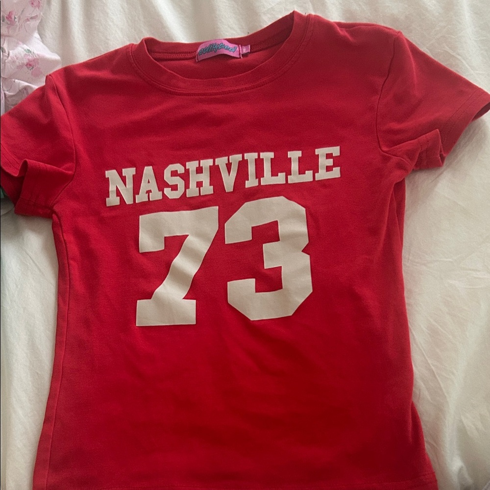 Red Nashville 73 Baby Tee